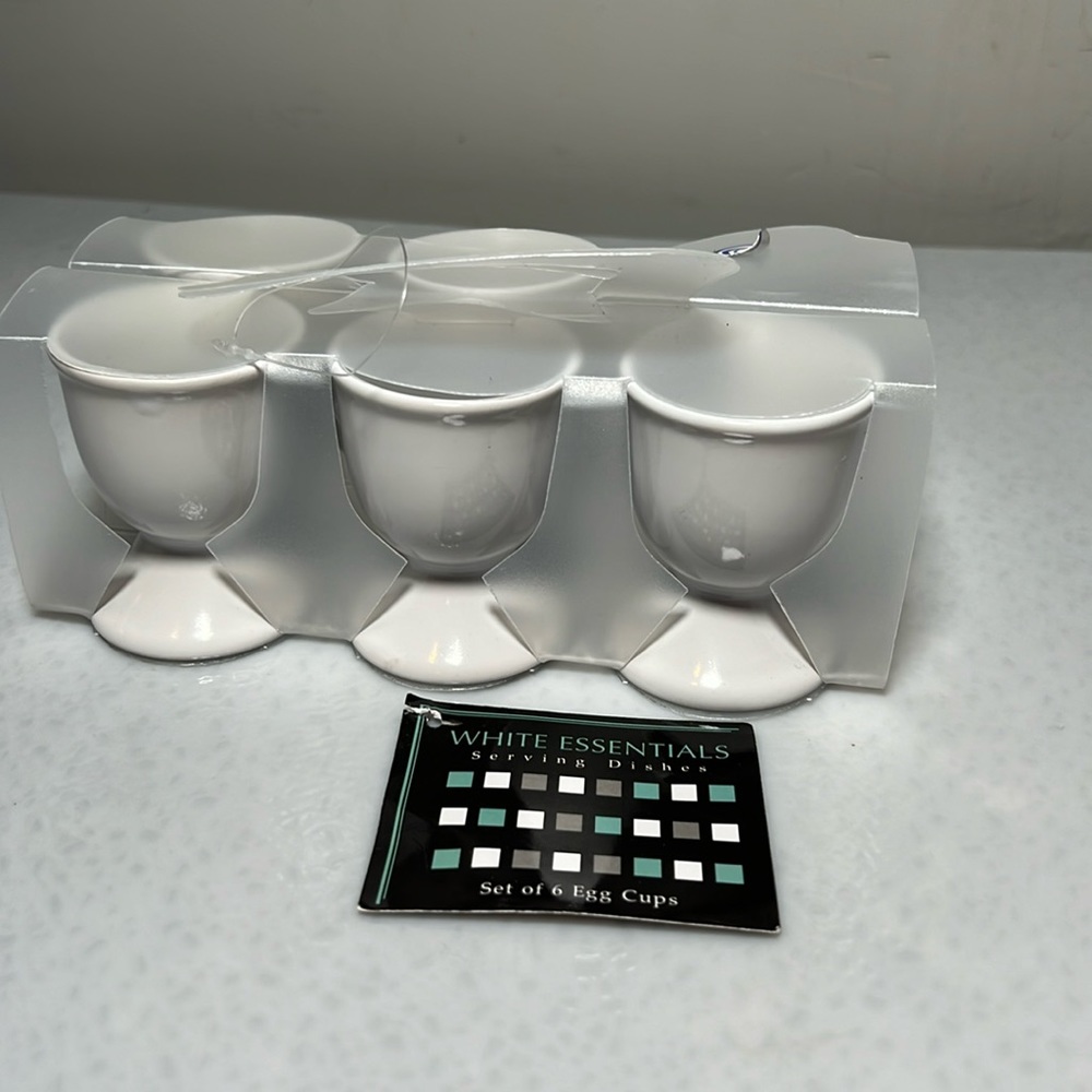 New White Essentials Pedestal Egg Cups Ceramic Set of 5